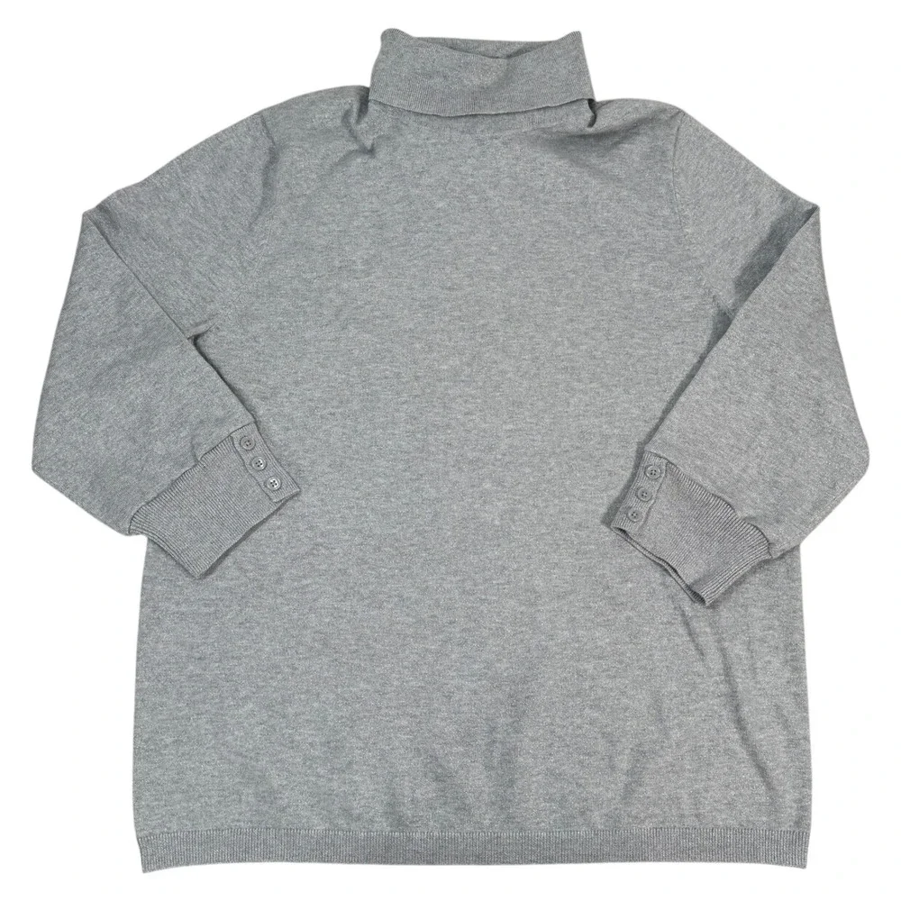 Talbots Womens XL Gray Metallic Shimmer Turtleneck Sweater Button Cuff JO5161‎